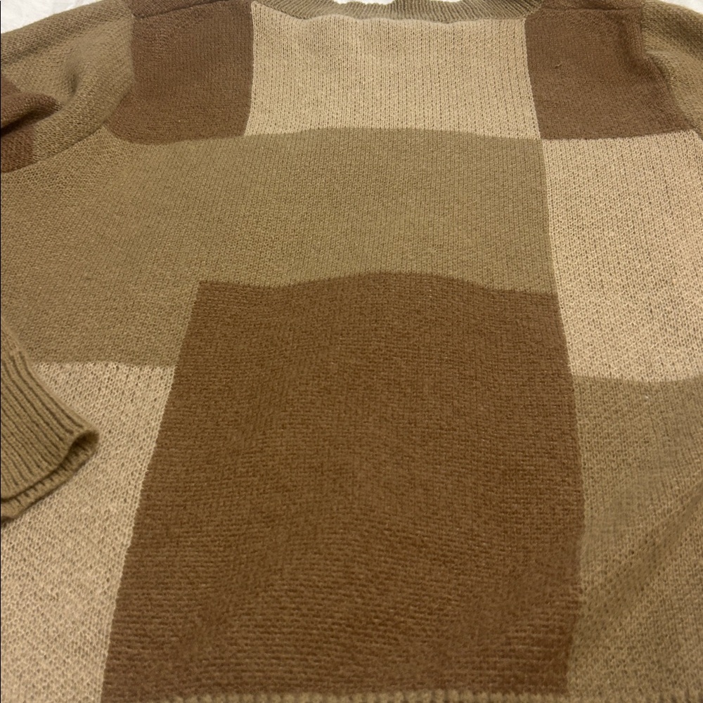Women’s Patchwork Sweater - Brown and Tan - Picture 2 of 9